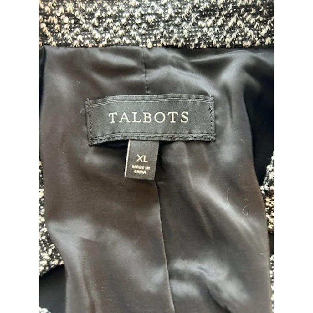Talbots Women's Blazer Jacket XL Black Gray Tweed Career Work Business Size XL‎